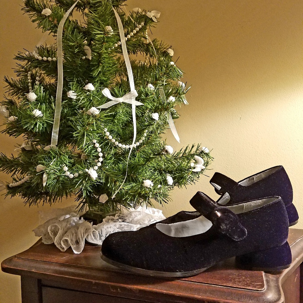 Velvet Mary Janes